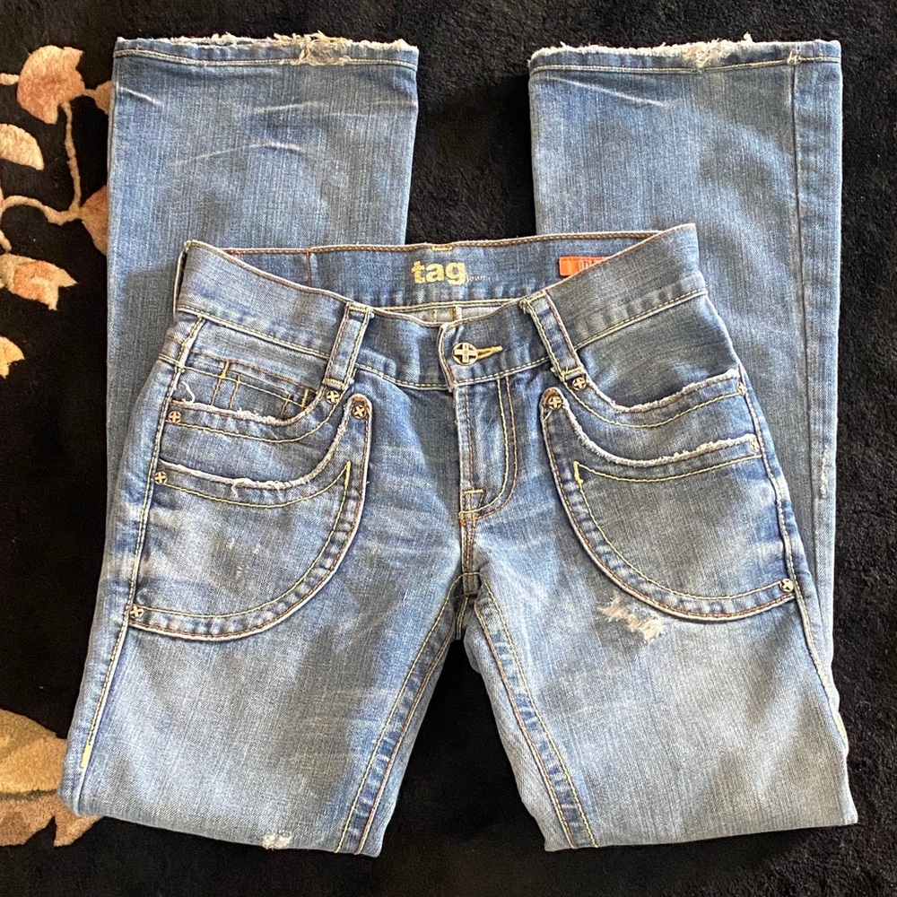 Y2K Tag Low Rise  Women's Light Blue Straight Leg Jeans 27 Waist
